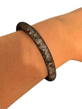 Swarovski Black Mesh Tube Bracelet with Silver Magnetic Clasp
